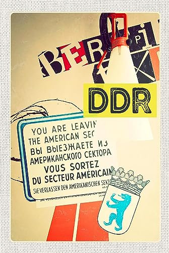 AGDeko® Blechschild 18x12 cm Berlin DDR Amerikanischen Sektor Armee zum Aufhängen oder Stellen Raum Dekoration