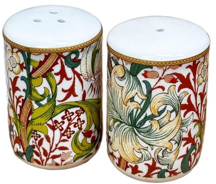 Golden Lily Salt and Pepper Shakers William Morris Ceramic Kitchen Condiment Set