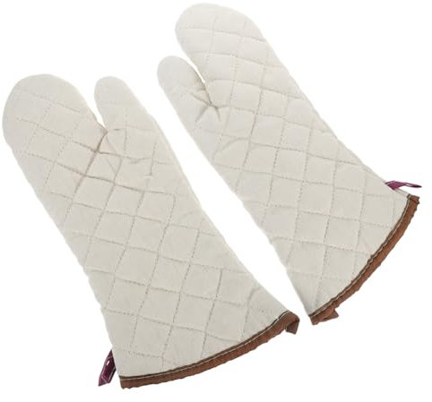 Garneck 1 Paar Backhandschuhe Handschuhe für den Raucherhandschuhe Verbrühschutz-Grillhandschuh verdickte Fäustlinge Handschuhe zum Backen rutschfest Mikrowelle Küchenwaren Baumwolle Weiß