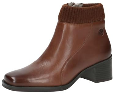 CAPRICE Damen Stiefeletten mit Absatz mit Reißverschluss Bequem, Braun (Cognac Nappa), 38.5 EU