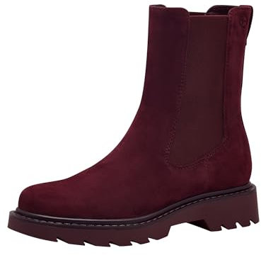 Tamaris Damen Chelsea Leder bequem; MERLOT, EU 40