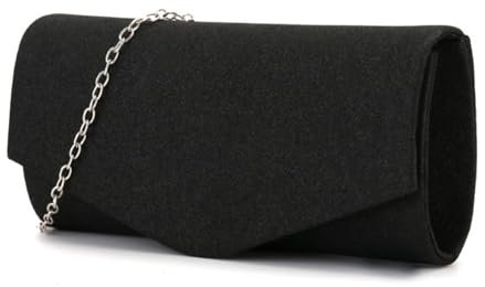 Women's Clutches Evening Bag Clutch for Women Glitter Envelope Handbag with Detachable Chain Strap Clutch Bags Elegant Cross Body Shoulder Bags for Women Bridal Prom Party Wedding (black)