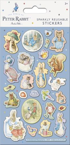 Peter Rabbit Sparkly Reusable Stickers | Official Licensed Product | Reusable on Non-Porous Surfaces, Blue