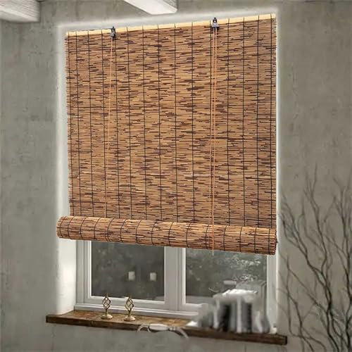 Bambus Rollo Jalousine für Fenster 30-280cm Breit 30-280cm Lang Natur Bambus Rollo Lichtdurchlässig für Garten Terrasse Verdunkelnd Innenrollo Bambus Außenrollo, Einfache Installation