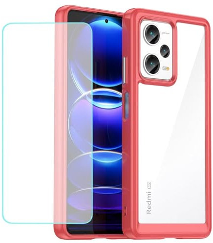 Wanyuexes Funda para Redmi Note 12 Pro Plus 5G/Note 12 Pro+ con protector de pantalla de vidrio templado, parte trasera de policarbonato duro transparente y carcasa protectora de TPU para Xiaomi Redmi