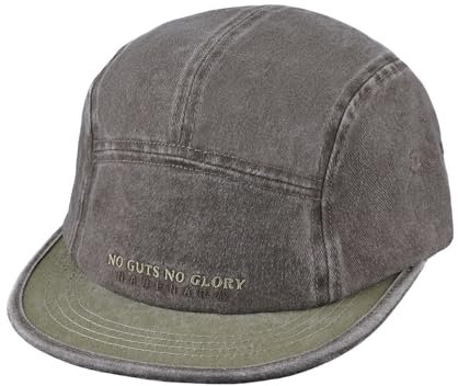 CLAPE Unisex 5 Panel Cap Washed Basecap mit Kurzer Schirm Verstellbar Flat Brim Baseball Cap Baumwolle Schildkappe UV-Schutz Outdoor Camp Cap
