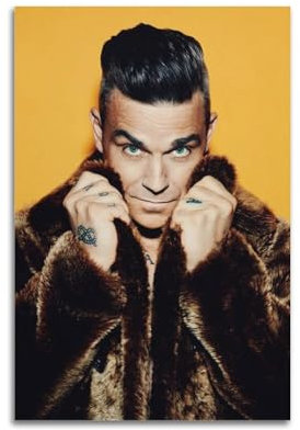 RIOEPURRT Poster, Motiv: Sänger Robbie Williams, dekoratives Gemälde, Leinwand, Wandposter und Kunstdruck, moderne Familienschlafzimmer-Dekoration, Poster, 50 x 75 cm