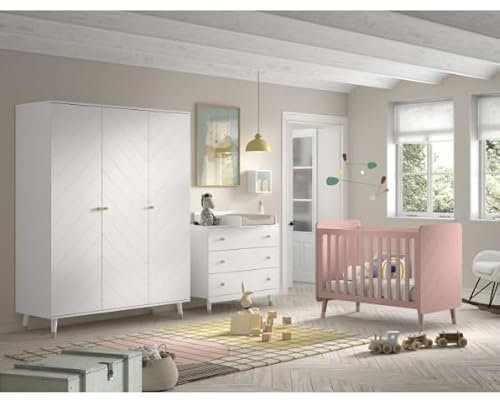 Vipack Billy Set Wickelkommode, Schrank, Bett, Rosa