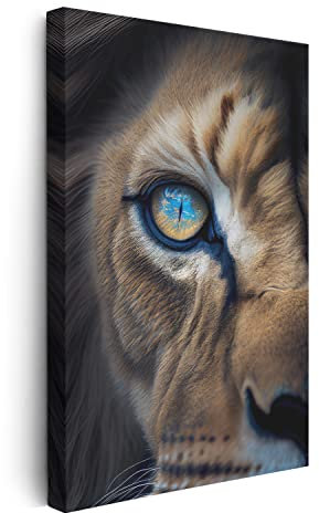 FOMACO Inspiring Art - Löwen Wandbild - 75x100 cm Hochformat - Lion Elegance - Tier Leinwand ColorWorld - Coole Tier-Porträts & Animals Closeup Kunstdruck Bilder
