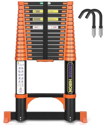 Alu Teleskopleiter 4.7M Ausziehbare Leiter, 16FT Klappleiter Stehleiter Rutschfester, aus hochwertigem Aluminium Ausziehleiter Mehrzweckleiter Haushaltsleiter