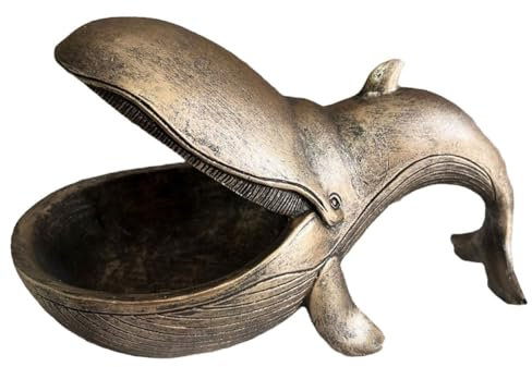 Oladfiop Whale Statue Resin Whale Statue Fun Candy Dish Key Bowl Console Table Key Bowl Big Mouth Container Storage Box B