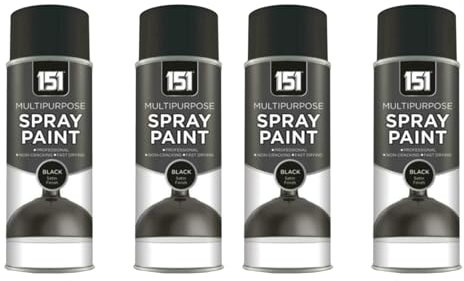 YSAMAX 151 Multi-Purpose Black Satin Spray Paint, Professional-Quality, Ease Of Use, Durability, And Aesthetic Appeal, Spray Mechanism, 400ML, (4PCS)