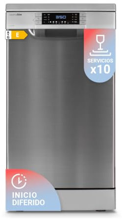 UNIVERSALBLUE Lavastoviglie in acciaio inox 45 cm | Lavastoviglie in acciaio inox programmabile libero installazione con 8 programmi | Lavatrice con avvio differito | Silenzioso | Spedizione + Carica