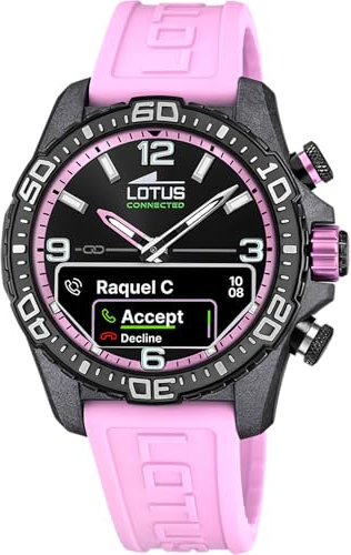 LOTUS Montre pour Homme 20000/9 Connected D Boîtier en Fibre de Carbone Noir Bracelet en Caoutchouc Rose