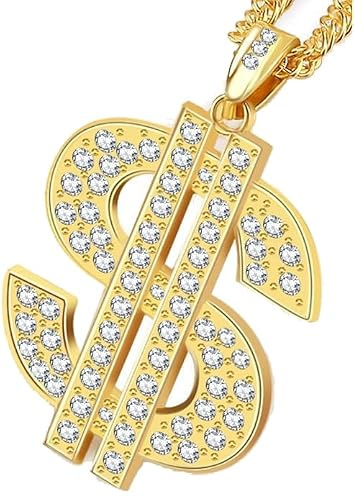 YUNHENTONG Hip Hop Schmuck,Rapper Accessoires,Dollar Kette,Kette Dollar Zeichen,80er 90er Jahre Herren Hip Hop Zubehör Halskette Pimp,Accessoire,Kostüm, Karneval,Mottoparty