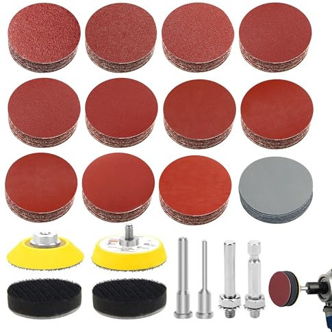 244pcs 2inch Sanding Discs Pad Kit, 50 mm Hook and Loop Grit 80 120 180 240 320 400 600 800 1000 1500 2000 3000 Sanding Disc Pad, Sanding Pads Includes 80-3000 Grit