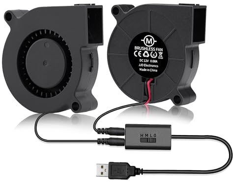 2Pcs USB Blower Fan 50mm 5015 5V Brushless Turbine Turbo Blower for 3D Printer and Other Small Appliances Series Repair Replacement,Exhaust Vent Cooling