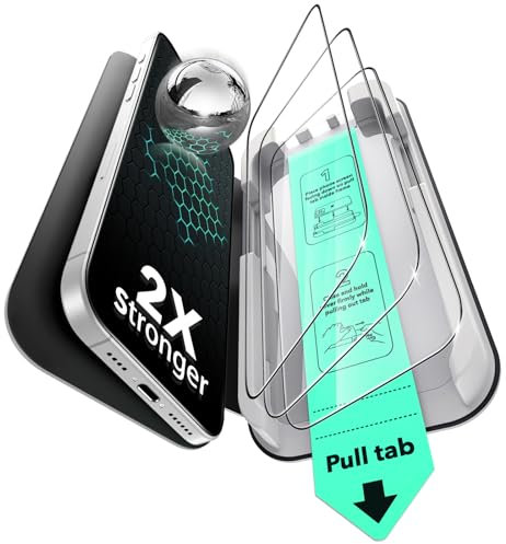 ESR Protector de Pantalla para iPhone 16/15, Protección Militar, Dureza 9H, Cristal Templado Cobertura Total con Bandeja UltraFit