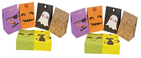Veemoon 12stücke Halloween Süßigkeitenbeutel Aus Papier Geschenktüten Mit Cartoon-mustern Halloween-geschenktüten Für Süßigkeiten Kekse Und Kleine Geschenke