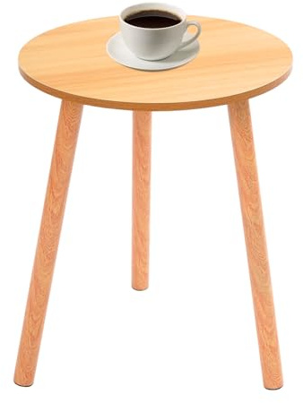 QIERF Tavolino rotondo, tavolino da caffè, tavolino piccolo 40 x 52 cm, portata 20 kg, in legno di pino, gambe antiscivolo per soggiorno, camera da letto, divano per snack piante in vaso (colore noce)