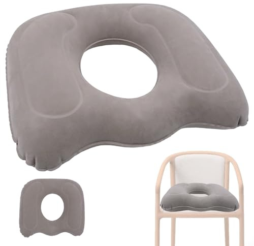 LTHERMELK Orthopädisches Hämorrhoiden Sitzkissen, 48x48x12cm | Für Auto & Büro, Aufblasbar, Öko-PVC mit Flauschbezug, Tragbar, Bei Rücken- & Steißbeinschmerzen