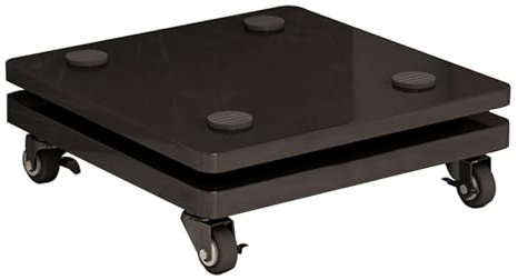 QTQHOME 2 Floors Mobile Speaker Stands With Wheels, Subwoofer Isolation Stand, Shock Absorption Sound Insulation Riser Stabilizer Base for Standard Speaker Monitor(11.8 L x 15.7 W, Black)