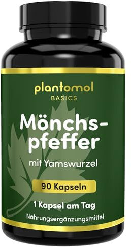 Mönchspfeffer Kapseln mit Yamswurzel Kapseln hochdosiert -plantomol® Basics | Mönchspfeffer Yamswurzel Kombi - Wild Yams Kapseln - Alternative zu Wechseljahre Tabletten pflanzlich - 3 Monatsvorrat
