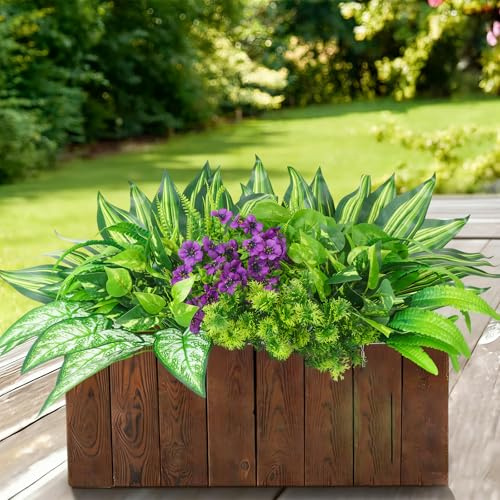 14Bundles Artificial Greenery Plants for Outdoor UV Resistant Artificial Flowers Faux Greenery Plants, Realistic Fake Stems Shrub Vine Boxwood Bushes for Window Box,Hanging Baskets,Porch,Garden