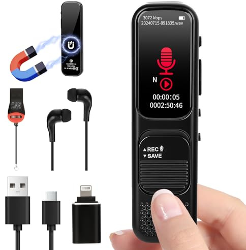 64GB Voice Recorder - Dictaphone with MP3 Player and DSP Noise Reduction, Voice Recorderfor Calls/Interviews/Classes/Meeting