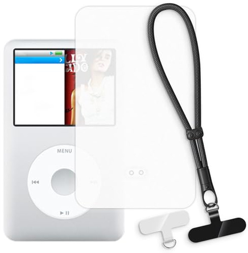 OAGELIM 2-in-1 Schutzhülle mit Handgelenk-Schlaufe Kompatibel mit iPod Classic 120GB(103.5 * 61.8 * 10.5mm) Hülle mit Abnehmbarem Lanyard, Rutschfester und Verlustgeschützter (Weiß + Schwarz)