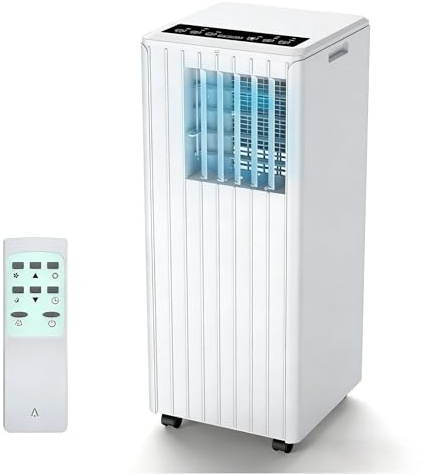9000 BTU Portable Air Conditioner - Cooling, Heating, Fan, Dehumidifier, Quiet Operation, Digital Display, Timer, Energy Saving, Suitable for up to 550 sq ft, White