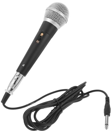HAKIDZEL Microfono Karaoke Professionale con Filo, Dinamico Vocale con Riduzione Feedback, Corpo in Plastica e Metallo, Risposta in Frequenza Ampia per Karaoke