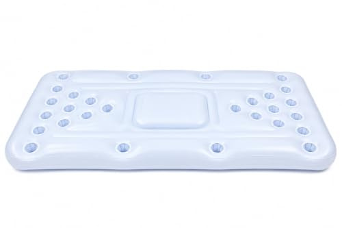 lvifloae Inflatable Floating Beer Pong Table for Pool with 28 Cup Holes, PVC Material 70.9 x 31.5 Inch Inflatable Lounge Float for Summer Pool Party Games