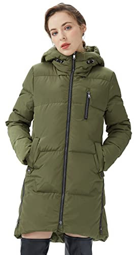 OROLAY Donna Elegante Piumino Inverno Giacca con Cappuccio verde XXL