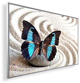 Könighaus 300W Infrarotheizung mit Bild in HD Qualität ✓ inkl. Smart Thermostat ✓ 5 Jahre Garantie ✓ Doppelter überhitzungsschutz ✓ Infrarot Wandheizung ✓ Motiv: 116. Schmetterling Sand