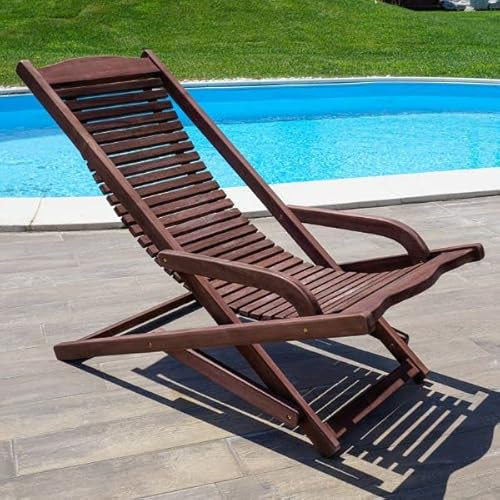 San Marco Sedia a sdraio in teak pieghevole per arredo piscina