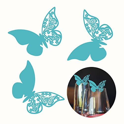 iKesoce Segnaposti di Farfalla Segnabicchiere di Festa Nuziale Segnaposto Segnatavolo Segnabicchiere Bomboniera per Matrimonio Compleanno Nascita Laurea Festa, Blu