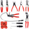 Schlauchklemmenzangen Set inkl. Koffer Schlauchschellenzangen Spezial Zangen Satz Set mit Bowdenzug (Rot)