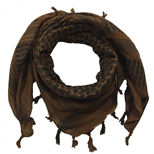 Desert Hawk Tactical BW Shemag Scarf, PLO Schal, Palästinenser Arafat-Tuch, 110x110 cm, 100% Baumwolle (Braun/Schwarz)