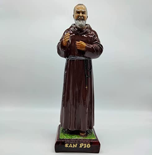 OVUNQUE PROTEGGIMI Statue San Padre Pio 40 cm aus Harz mit glänzender Behandlung für den Innen- und Außenbereich Made in Italy