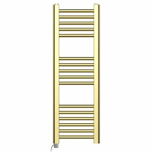 Myhomeware 400mm Wide Shiny Gold Electric Bathroom Towel Rail Radiator With Manual Electric Element UK Pre-Filled (400 x 900 mm (h))
