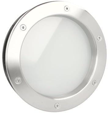 MLS Bullauge B4000, Bullauge für Türen, aus Rostfreiem Edelstahl, VSG-Sicherheitsglas, Passend für 40 mm Starke Türen, Beidseitig Sichtbare Befestigungsschrauben, 300 mm Durchmesser, Mattes Glas