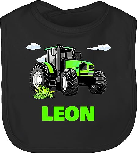 Baby Lätzchen - Geschenk Traktor mit Name personalisiert I Trecker Fan I Zugmaschine I Bulldog I Schlepper - Unisize - Schwarz - traktoren tractor kinderlätzchen landwirtschaft kinderlatz bauer