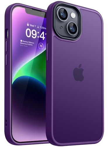 CANSHN Cover Opaca per iPhone 13 e iPhone 14(6,1 Pollici), Custodia Traslucida Opaca Protettiva Sottile Antiurto - Viola Scuro