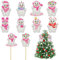 8-Stücke Rosa Schneemann Diamond Painting Sets, DIY 5D Diamant Kunst für Garten Dekor, Nette Stakes Diamond Kunst Kits, Weihnachten Diamant Malerei Ornamente Zubehör