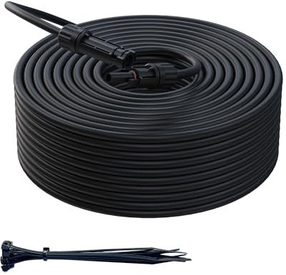 Solar Extension Cable 10 Gauge Solar Panels Wire 328Ft 10AWG (6mm²) PV Wire SJZSUNRUN Tinned Copper Wire with 2 Pairs MC4 Connectors for Automotive, RV Boat Marine Solar Panel, 328Ft (100m) Black