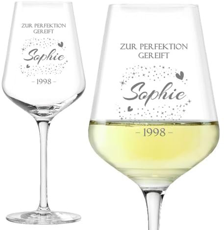 Personalisiertes graviertes Universalglas zum Geburtstag mit Name, Geburtsjahr und Text, Füllmenge 400ml, Größe 22cm – Ideales Aperol Spritz Glas für Geburtstagsfeiern und besondere Anlässe