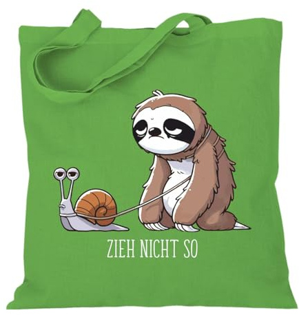 Stoffbeutel Baumwolltasche Jutebeutel Lange Henkel Zieh Nicht so Faultier Motiv