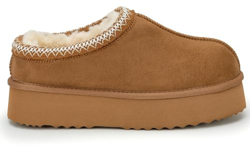 Polar Women s Platform Slippers Faux Suede, Flexible Waterproof Anti Slip Rubber Sole With Memory Foam, Aztec Faux Fur Lined Slip Ons, Ladies Walking Shoes for Indoor & Outdoor