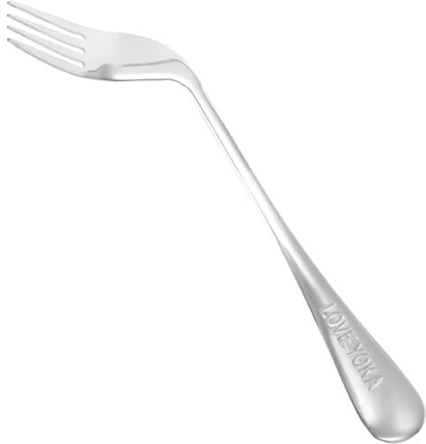 Fork Angled Ergonomique Inoxydable pour Personnes Âgées Ustensile de Repas avec Design Courbé Préhension Facile